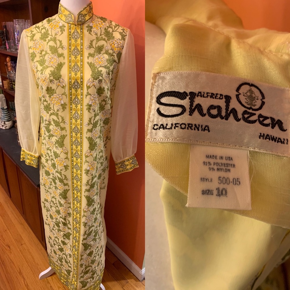 Alfred Shaheen yellow tunic dress